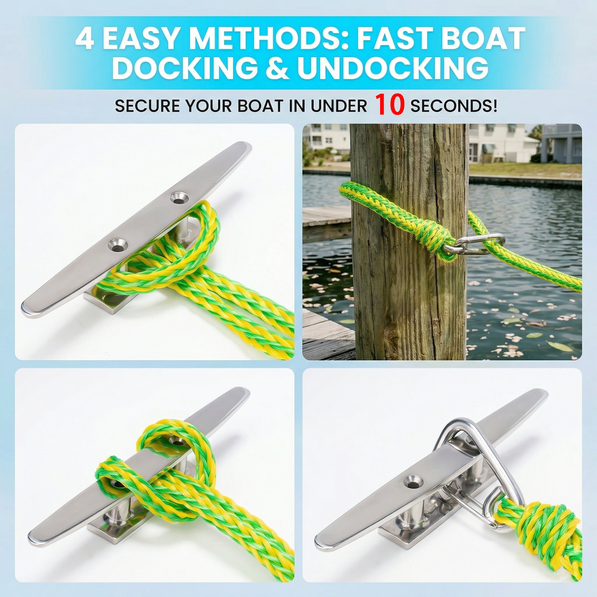 Obcursco PWC Boat Dock Lines 1/2”x (7ft & 14ft), Jet Ski Mooring Dock