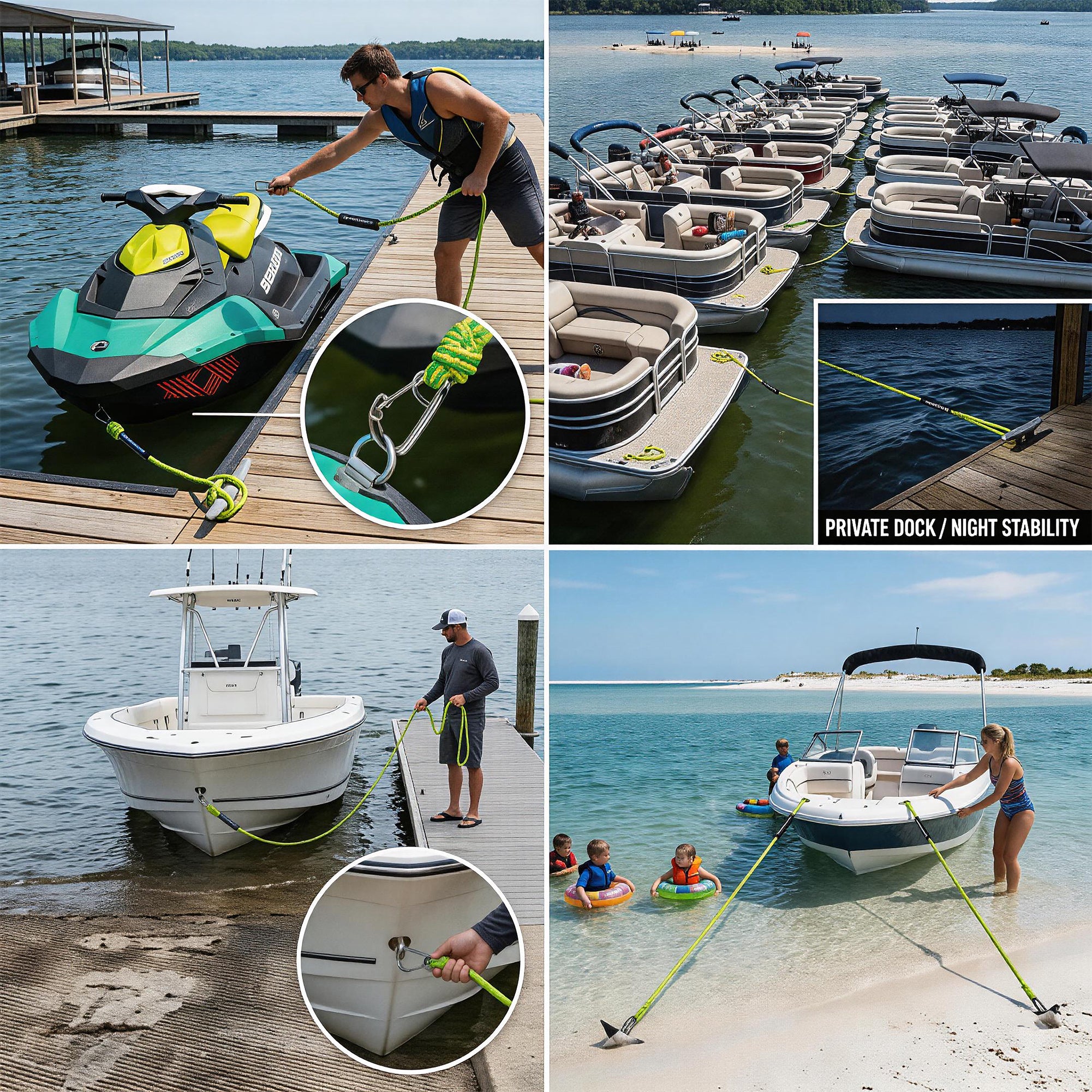 Obcursco PWC Boat Dock Lines 1/2”x (7ft & 14ft), Jet Ski Mooring Dock